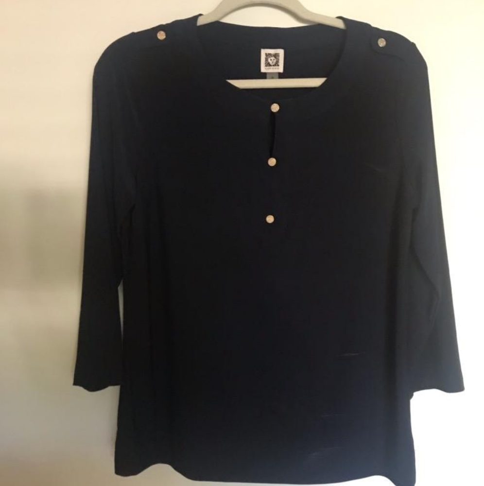 Dark blue Anne Klien shirt, medium-sized